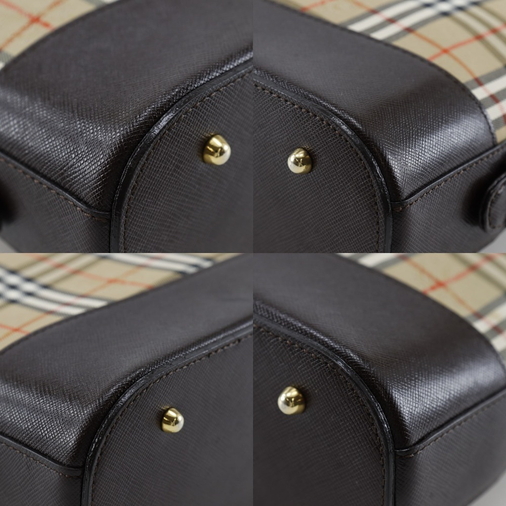 Burberry Nova Check Shoulder Bag Brown Canvas Leather Magnetic closure - Picture 4 of 8